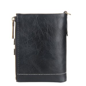New Men’s Short European And American Retro Double Zipper Coin Purse Multi-card Slot Wallet