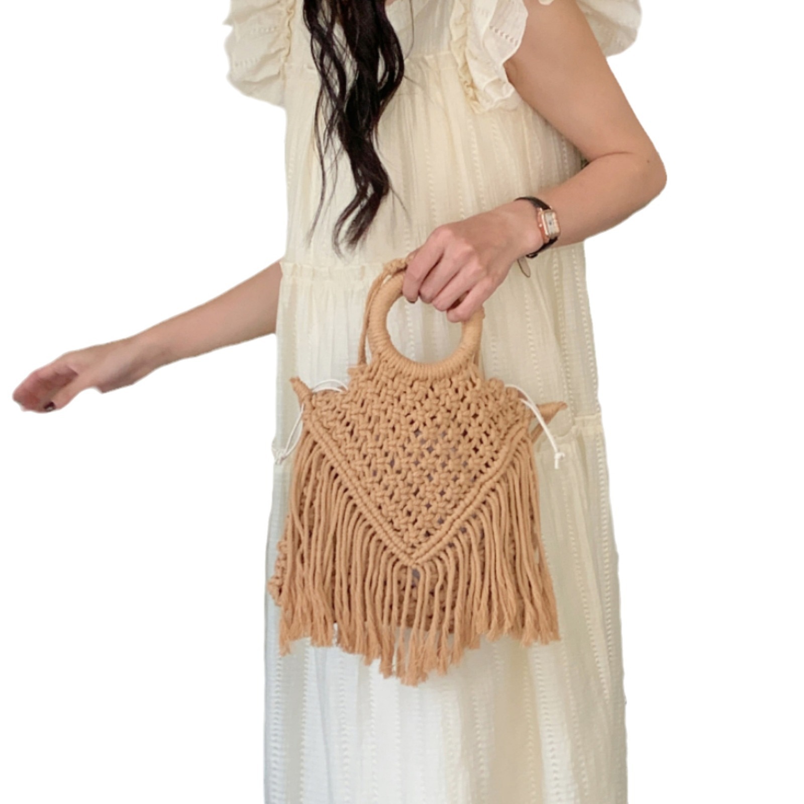 New Tassel Woven Style Crossbody Handbag Dual Purpose Summer Vacation Women's Bag - Image 4