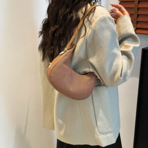 Underarm Casual For Women 2026 New Summer Fashionable Solid Color Stone Pattern Single Shoulder Handbag Dumpling Bag