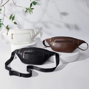 Trendy Women’s Crossbody Chest Bag PU Leather Waist Pack For Sports Travel Daily Use Adjustable Strap Zippered Medium