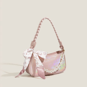 INS High-End Fashion Versatile Niche Laser Pink Underarm Colorful Handbag Women’s Tote Shoulder Crossbody Bag