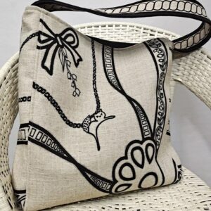 2026 Super Popular Pony Totem Thickened Linen Fabric Large Capacity Canvas Single Shoulder Tote Bag Casual Handbag