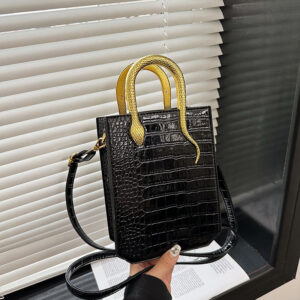 Trendy New 2026 Korean Version Stone Pattern Personality Handbag Ins Women’s Glossy Crossbody Tote Bag PU