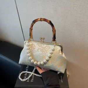 free Shipping Shoulder Simple Fashionable Versatile Chinese Style For Women 2026 New Pearl Chain Crossbody Bag Handbag