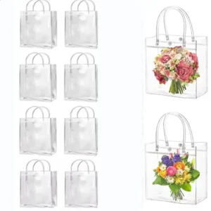 1/10Pcs PVC Transparent Bag With Button Hand Loop Candy Gift Packaging Waterproof Plastic Handbag Wedding Birthday Party
