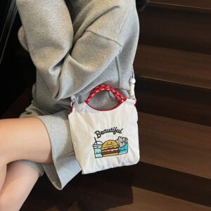 2026 Summer Canvas Embroidered Eco-friendly Shopping Commuter Women’s Shoulder Niche Crossbody Bag