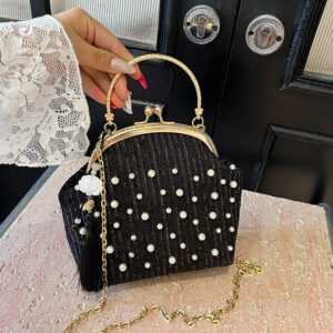 Evening Women, Chinese Style Clip Beaded Solid Color Chain Cheongsam Accessory With Tassel, Fashionable Handheld And