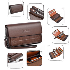 Classic Magnetic Buckle Anti Theft Clutch Multi Card Slot Large Capacity Wallet PU Leather Trendy Men’s Bag