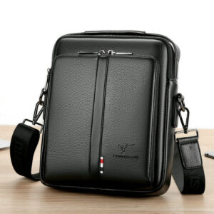 Men’s Leather Shoulder Bag Casual Messenger Large Capacity Vertical Handbag Multi Color For Business Commute