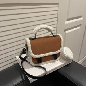 Plush Single Shoulder Saddle Velvet Women’s Autumn Winter New Niche Matte Handbag Vintage Crossbody Bag