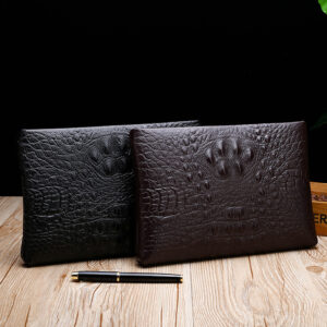 ​​Premium Crocodile-Pattern PU Leather Men’s Envelope Clutch Bag – Stylish Durable Handheld Wallet For Business & Casual