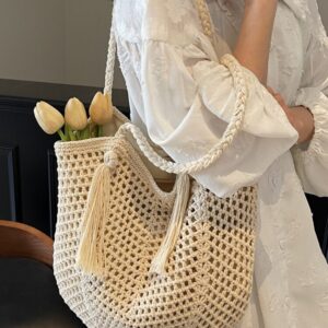 Hollow-Out Beach Travel Straw Woven Women’s 2026 New Style Large-Capacity Tote Bag