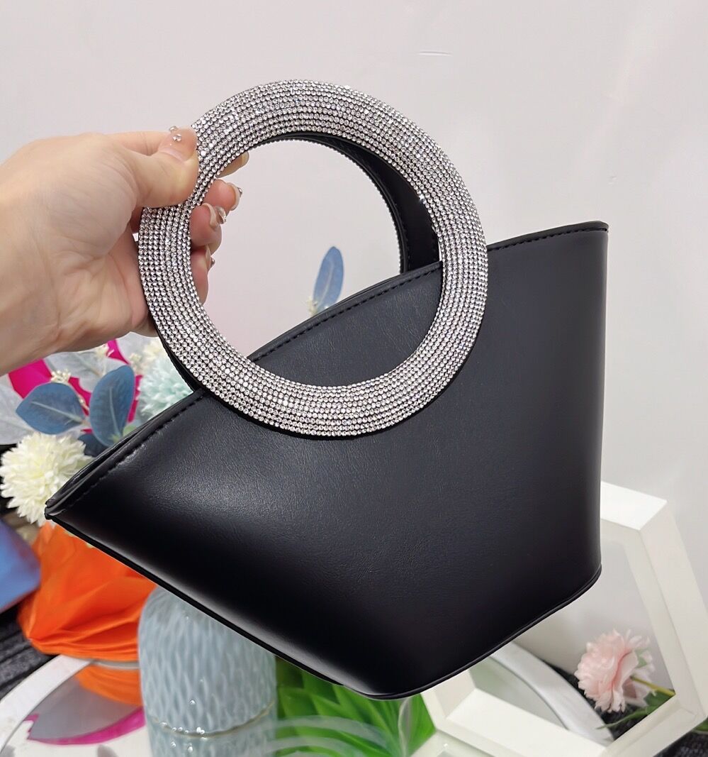 Women's Bags Same 24 New Tote Bring Diamond Round Handle Hand Held Basket Shoulder Messenger Bag - Image 11