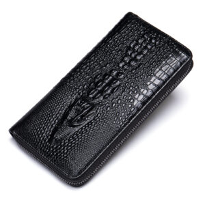 Long Made Of Genuine Leather With Crocodile Pattern, Business Multi Card Holder, Hand-held Bag Cover, Layer Cowhide