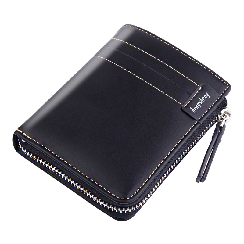 New Short Wallet Zipper Dollar Clip Men's Oil Wax Leather Driver's License - Image 5