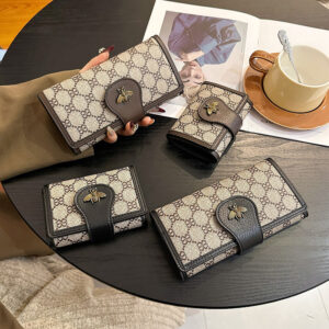 Little Bee Women’s Short Instagram Popular Classic Fashion High Appearance Multi Card Position Three Fold Long Wallet