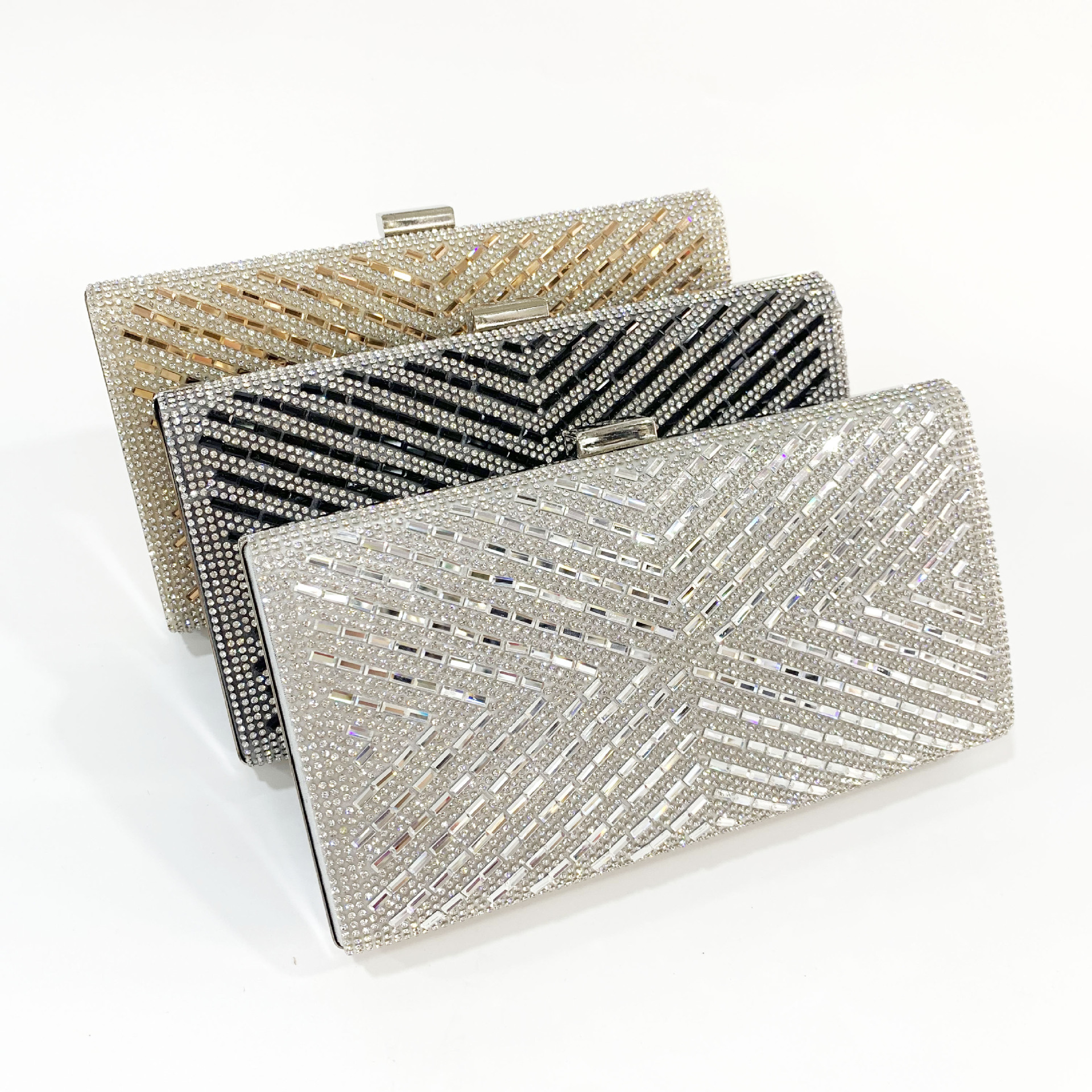 2026 New Evening Bag High-end X-shaped Stripe Rhinestone Clutch Purse