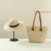 Beige bag beige wide-brimmed