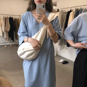 Korean Style Summer New Ins Blogger Recommended Canvas Shoulder With Tie Knot Dumpling Crossbody For Women Chest Bag