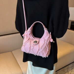 New women’s summer niche denim rhombus underarm simple folds hot girl hand-held shoulder Messenger bag