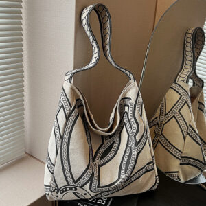 2026 Summer New Printed Canvas Tote For Women Large Capacity Casual Lazy Style Shoulder Underarm Bucket Bag