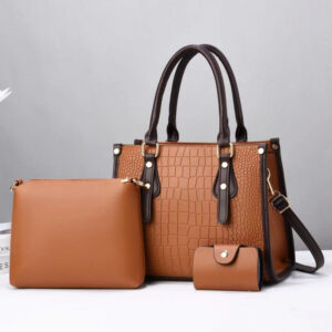 B Three Piece Mother And Child Stone Pattern One Shoulder Crossbody Women’s Bag Textured Large Capacity Handbag