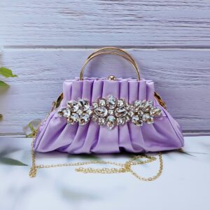 2026 New Shiny Diamond-Studded Fashion Handbag Socialite Party High-End Pleated Evening Bag