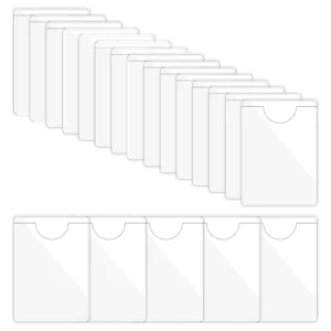20/30Pcs Self-Adhesive Pockets Sleeves Label Holder Clear Library Card Holders With Top Open For Index Cards 250414