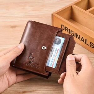 Men’s Coin Purse RFID Blocking Man PU Leather Zipper Business Card Holder Money Bag Wallet Male