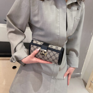Fashion Luxury Classic Retro Flip Trendy G Monogram Pattern Microfiber Leather Buckle Folding Card Bag For Commuting