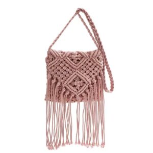 Bohemian Style Tassel Straw Woven Small Square Women’s Crossbody Vacation Beach Handwoven Bag