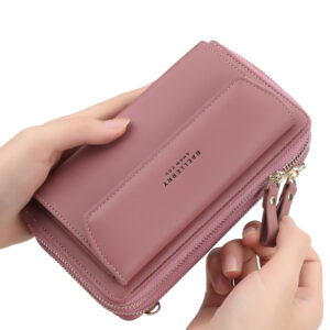 Women’s Long Wallet, Korean Style, Double Zipper, Large Capacity Crossbody Bag, Fashionable And Versatile Phone Bag