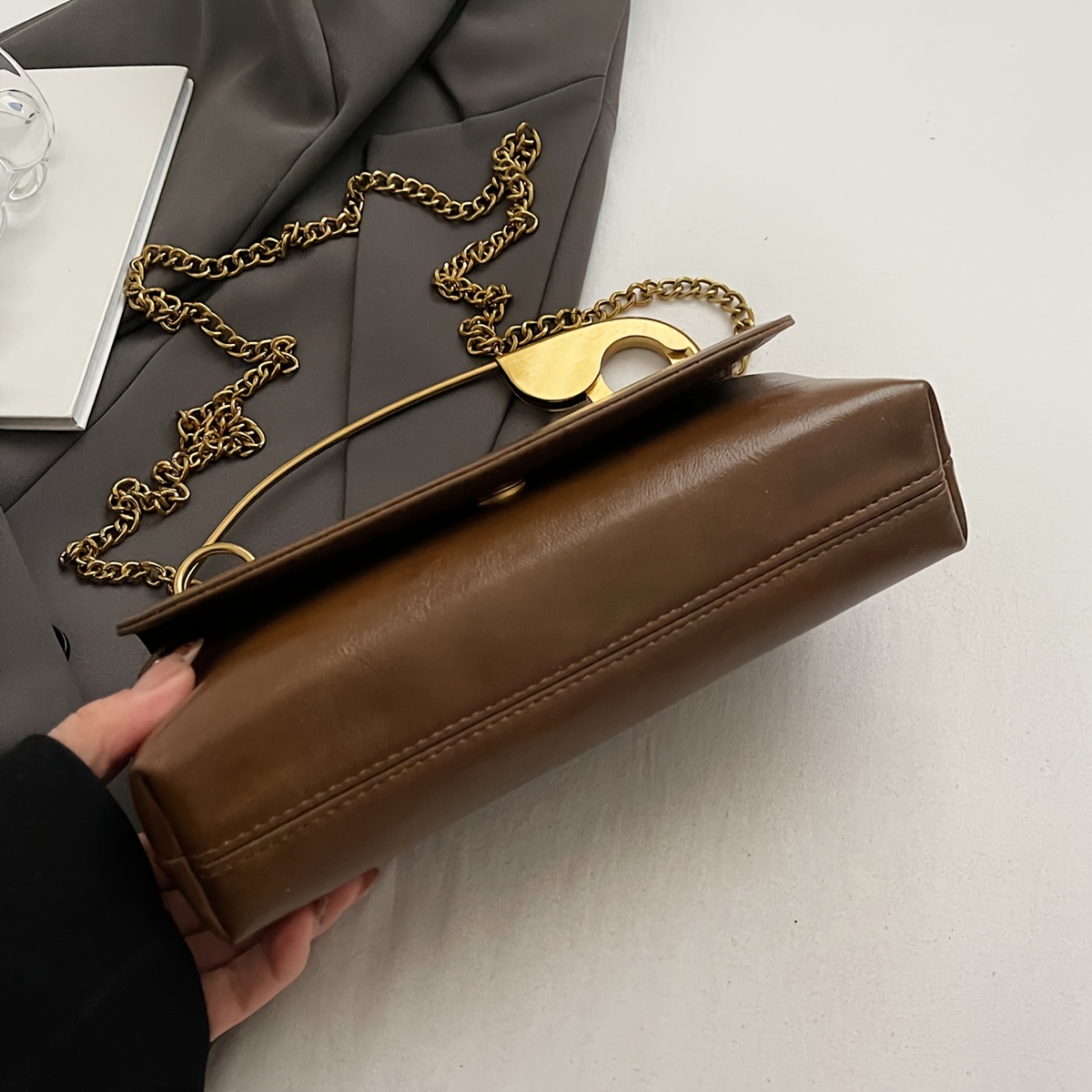 Unique Large Pin Design Envelope Bag Ladies Punk Style Daily Evening Purse - Image 2