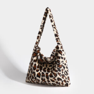 Bags Leopard Plush All Match Large Capacity Women’s Tote Bag Fashionable Personality Single Shoulder Handbag