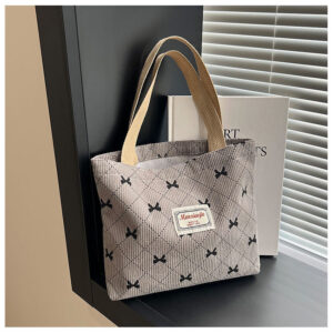 High-Quality Corduroy Butterfly Portable Work Handbag Travel Storage Large Capacity 3D Clutch Bag For Women
