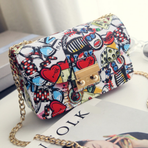Bags New Fashion Printed Square Women’s Style Chain Small Lock Crossbody Shoulder Bag Wholesale