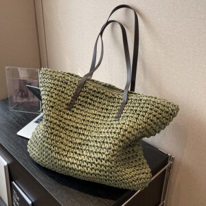 High-grade Texture Women’s Large Capacity 2026 New Spring and Summer All-match Woven Shoulder Commuter Straw Tote Bag