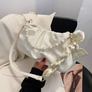Fashionable Cloud Underarm For Women, Pearl Pleated Design Bag, Trendy Versatile Fresh Style Women’s Shoulder Bag