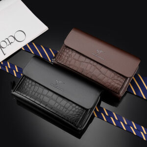 Men’s Bags new high end double zipper large capacity multi card storage bag men’s business clutch