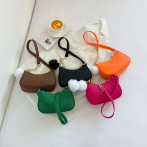 Felt Trendy Casual Pom-Pom Women’s 2026 Fresh Crossbody Elegant Fashion Single Shoulder Stylish Small Square Bag