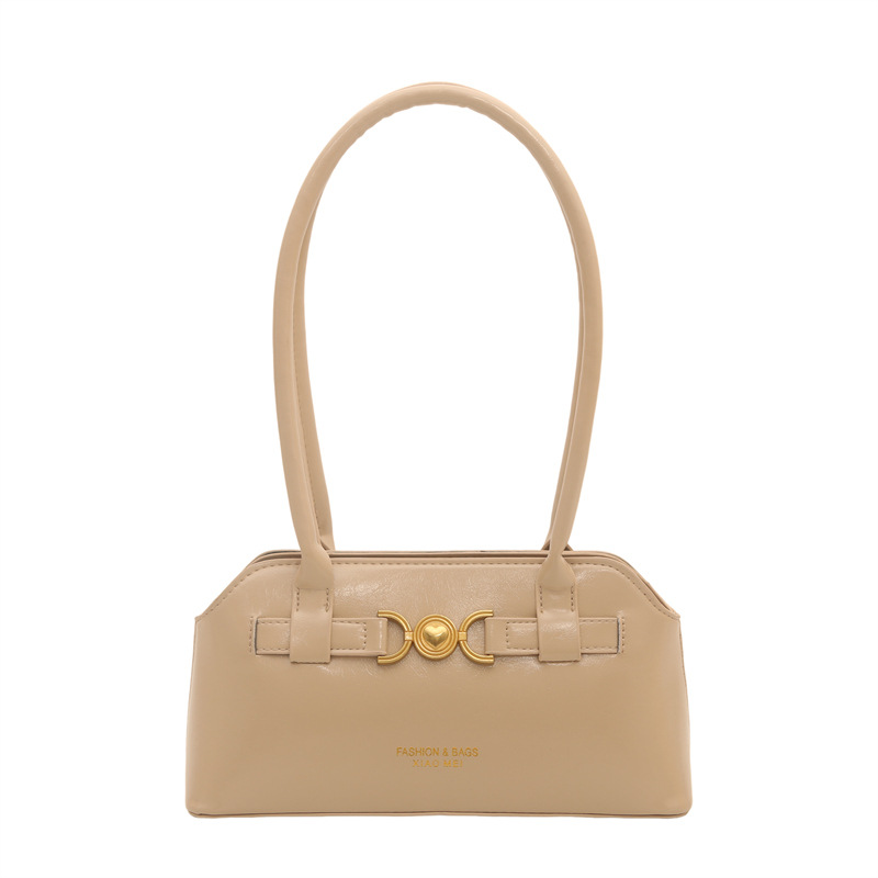 Moon‑Buckle Baguette Bag Women Solid‑Color Underarm Shoulder Purse - Image 8