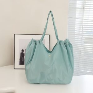 Womens Pink Drawstring Ruched Tote Bag Foldable Large Casual Shopping Work Shoulder Handbag