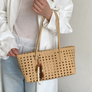 Fashionable Stylish Woven Basket With Hollow Design, High Aesthetic Value, Single-shoulder Tote Bag, Unique And Trendy,