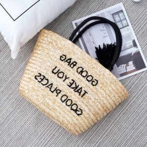 Women’ss Summer New Fashion Straw Handbag Ladies Version Splicing Large Capacity Vegetable Basket Shoulder Messenger