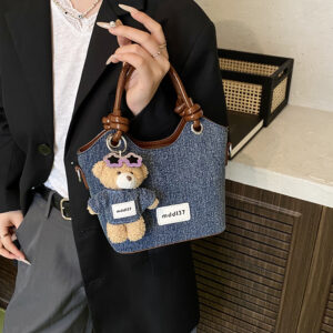 Fashion Denim Mini Square Handbag With High-End Doll Design Women Shoulder Or Crossbody Use New Style