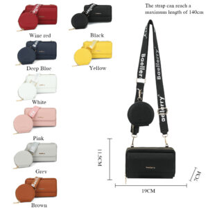 Women’s Phone Crossbody Bag, Lychee Texture Faux Leather 2 In 1 Mother And Daughter Purse, Detachable Round Coin Pouch