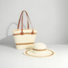 Hat bag set beige card stripe