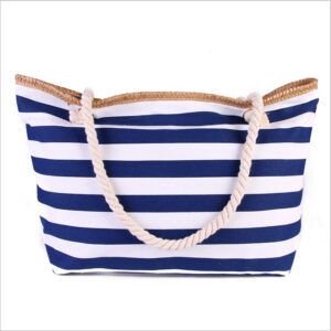 Foreign trade canvas handbag 2026 striped forest women’s shopping environmental protection beach bag