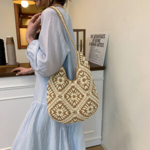 Handwoven Felt Macrame Shoulder Bag – Bohemian Style Large Capacity Crossbody Purse, Lightweight & Versatile For Women