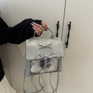 Campus Commuter Simple Large Capacity Transparent Pain Bag Handheld Backpack Student Zaku Handbag Female